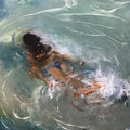 Figurative oil painting titled 'Beauty Beneath The Water', 18x18 inches, by artist SURABHI GULWELKAR on Linen