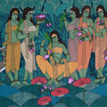 Beauty In Bloom' figurative acrylic painting by artist Chetan Katigar, 48x56 inch, on canvas