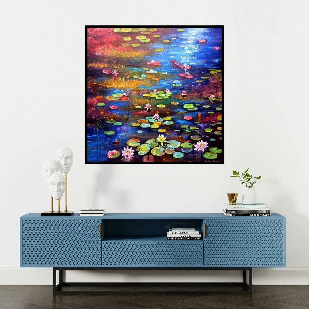'Beauty Of Nature 3' painting by Arjun Das shown on a wall in a furnished room.