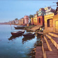 Cityscape acrylic painting titled 'Beauty Of Banaras', 20x22 inches, by artist Siddharth Gavade on Canvas