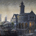 Cityscape acrylic painting titled 'Beauty Of Dark', 22x30 inches, by artist Atul Gendle on Paper