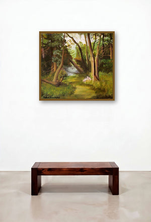 Beauty Of Nature (Whispering Trees) by artist Madhuri Parthasarathy displayed in a Minimalist Reception Area
