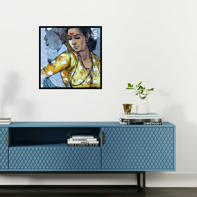 In-situ view of Ramchandra Kharatmal's 'Beauty Series' painting in a room