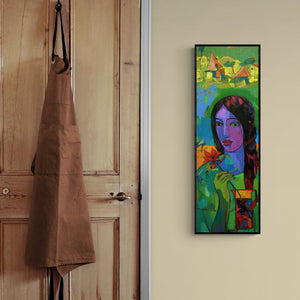 In-situ view of Avinash Mokashe's 'Beauty Of Village (The Village Maiden)' painting in a room