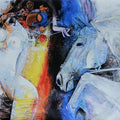 Figurative acrylic painting titled 'Beauty with Horse', 36x48 inches, by artist Vishal Phasale on Canvas