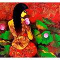 Figurative acrylic painting titled 'Beauty With Nature', 36x48 inches, by artist Mukesh Salvi on Canvas