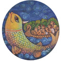 The Begining' religious acrylic painting by artist Manisha Srivastava, 18x18 inch, on canvas