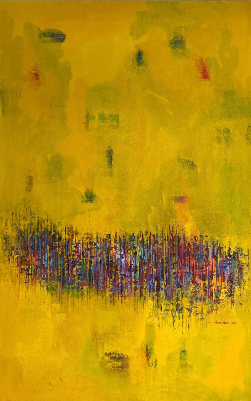 Behind The Scence' abstract acrylic painting by artist Arundhati Pise, 60x36 inch, on canvas