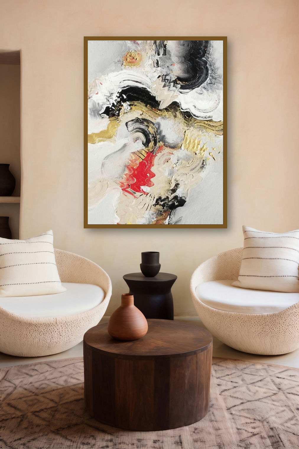 Beige Nature Ii (Maelstrom) by artist Deepak Guddadakeri displayed in a Indian Art gallery