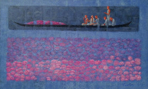 Figurative oil painting titled 'Believing 2', 36x60 inches, by artist Kamar Alam on Canvas