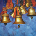 Bells' religious oil painting by artist Kamal Rao, 36x48 inch, on canvas