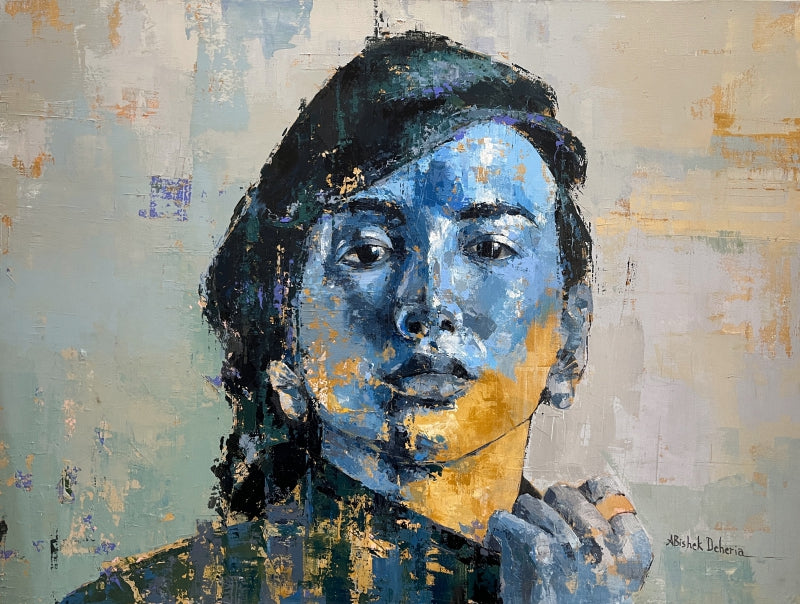Beneath The Surface' portrait acrylic painting by artist ABishek Deheria, 36x48 inch, on canvas