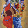 Figurative acrylic painting titled 'Bengali Tune 8', 66x48 inches, by artist Sekhar Roy on Canvas