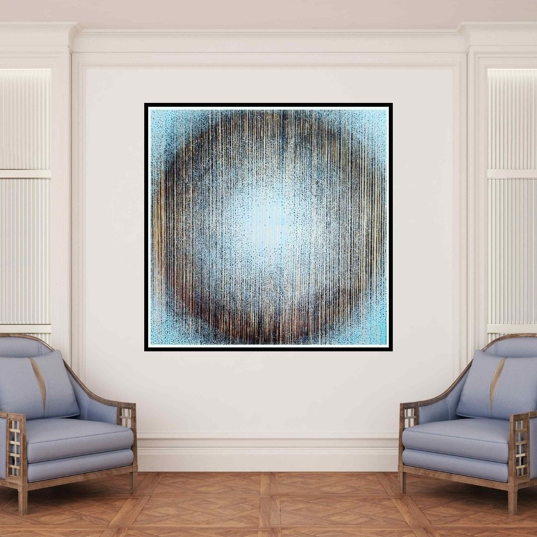 In-situ view of Ekta Sharma's 'Benison' painting in a room