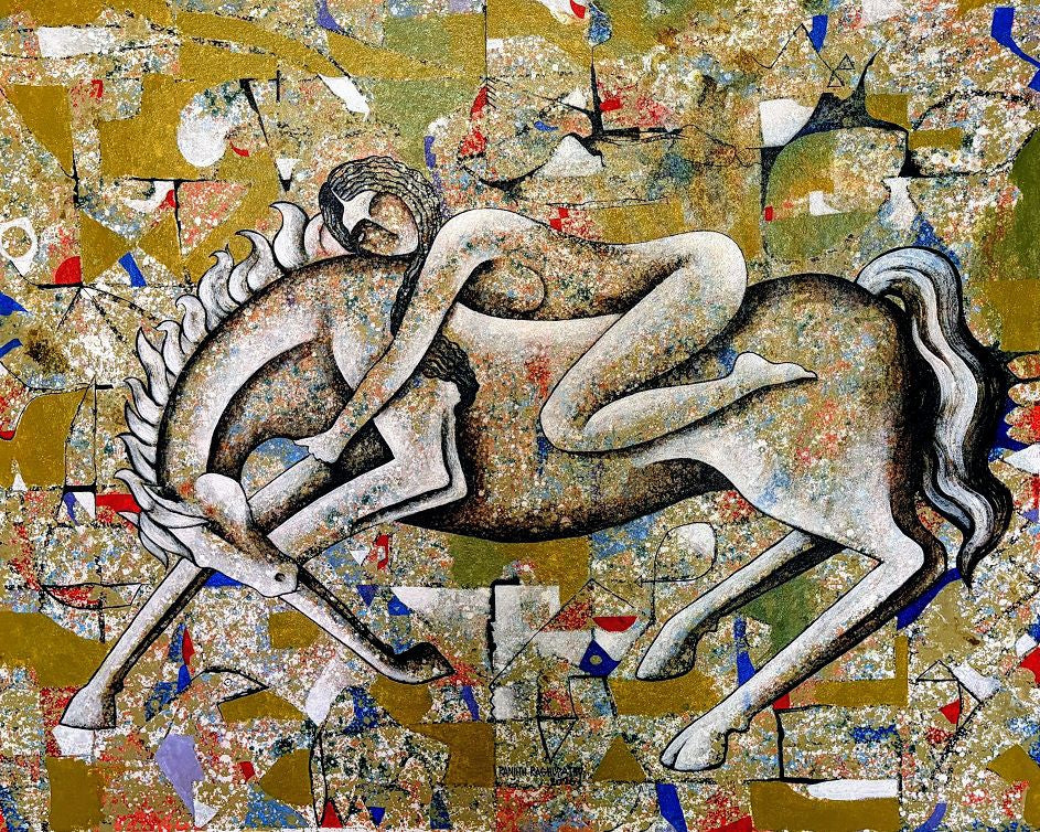Between Form And Essence' nude acrylic painting by artist Ranjith Raghupathy, 42x52 inch, on canvas