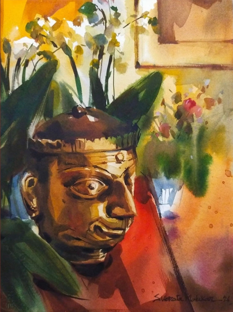 Between Nature And Memory' nature watercolor painting by artist Subrata Malakar, 15x11 inch, on paper
