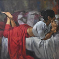 Between Silence And Thought' figurative oil painting by artist Prasad Thite, 24x36 inch, on canvas