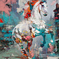 Between Two Worlds 2' animals mixed-media painting by artist Anil Kumar, 45x32 inch, on canvas