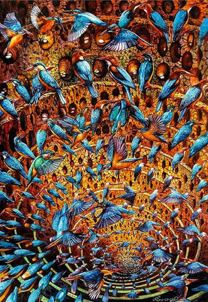 Animals watercolor painting titled 'Beyond The Thoughts 4', 17x12 inches, by artist Anoop MV on Paper