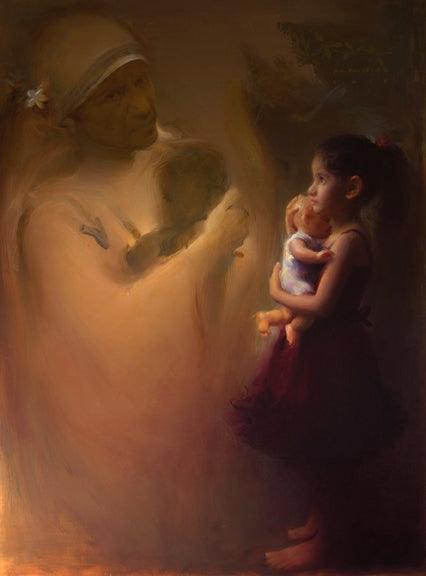 Figurative oil painting titled 'Beyond Womb', 46x34 inches, by artist Pramod Kurlekar on Canvas