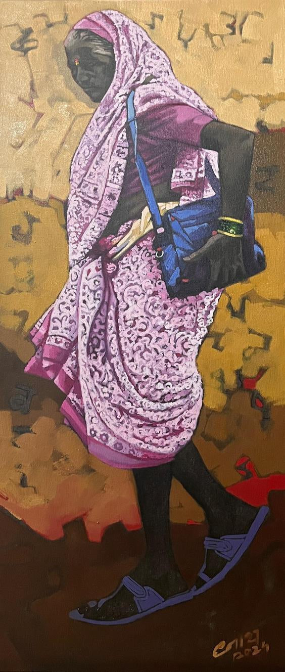 'Bhakti' religious oil painting by artist Navnath Kshirsagar, 40x28 inch, on canvas