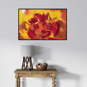 In-situ view of Paras Parmar's 'Bhalchandra (Ganesha in Red and Gold)' painting in a room