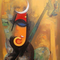 Figurative acrylic painting titled 'Bhalchandra Ganesha', 36x24 inches, by artist Vishal Phasale on Canvas