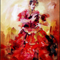 Figurative acrylic painting titled 'Bharatanatyam', 36x30 inches, by artist Kariyappa Hanchinamani on Canvas