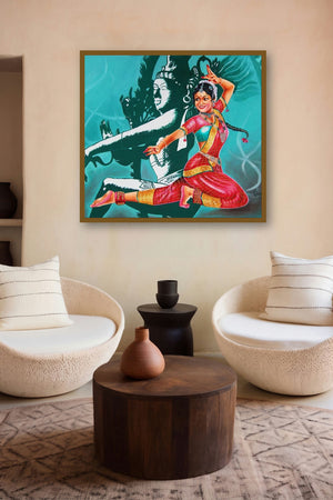 Bharatanatyam is a classical dance from (Indias Future) by artist RAGUNATH displayed in a Modern gallery