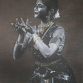 Realistic charcoal drawing titled 'Bharatanatyam X', 30x22 inches, by artist Sujith Puthran on Paper