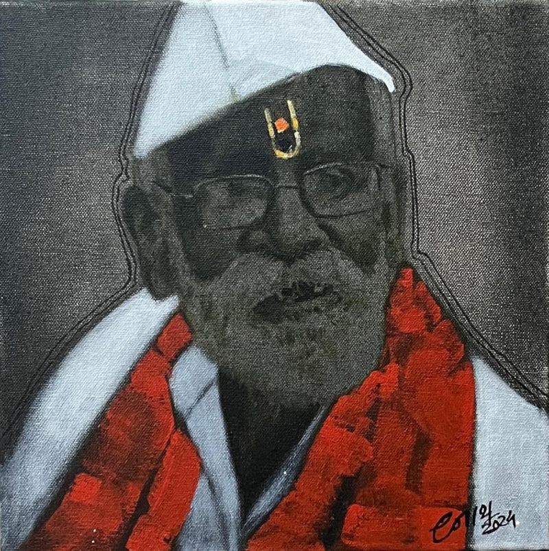 'Bhav' portrait acrylic painting by artist Navnath Kshirsagar, 12x12 inch, on canvas