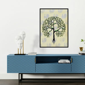 'Bhavnavya' painting by Sumit Mehndiratta shown on a wall in a furnished room.