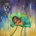 Bhavya 2' religious acrylic painting by artist Shyamsundar Achary, 24x24 inch, on canvas