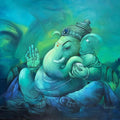 Religious oil painting titled 'Bheema', 36x44 inches, by artist Namdev M Patil on Canvas
