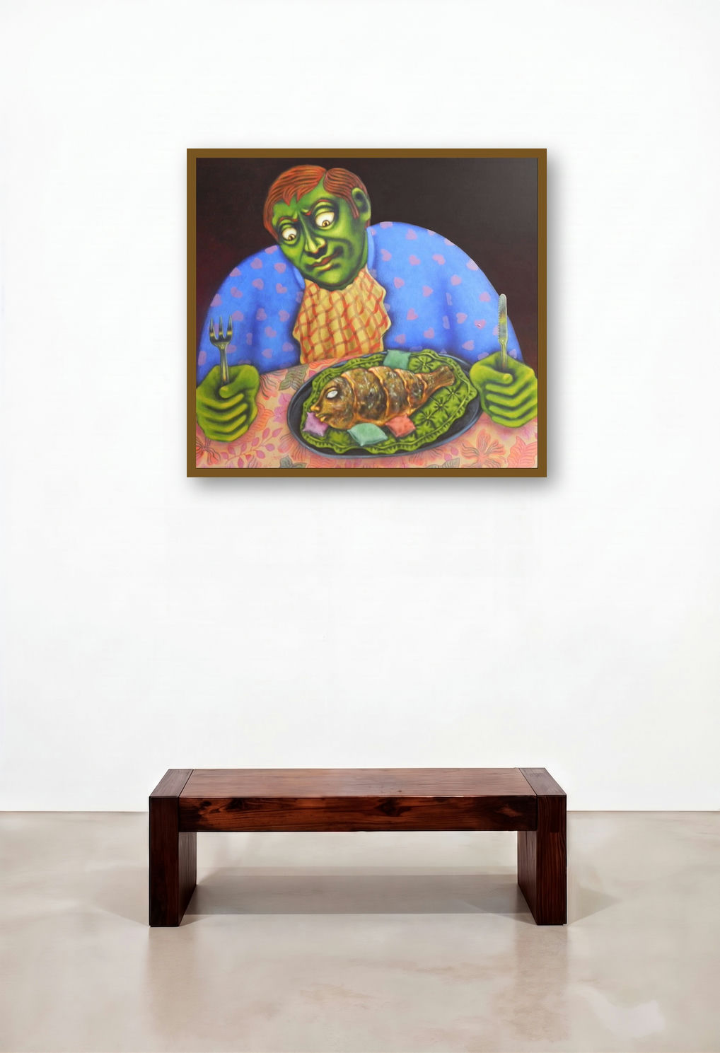 Bhog by artist Deblina Ghosh displayed in a Elegant Hallway