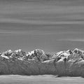 Landscape photography titled 'Bhutan Mountains', 11x30 inches, by artist Ashwin Rajaraman on