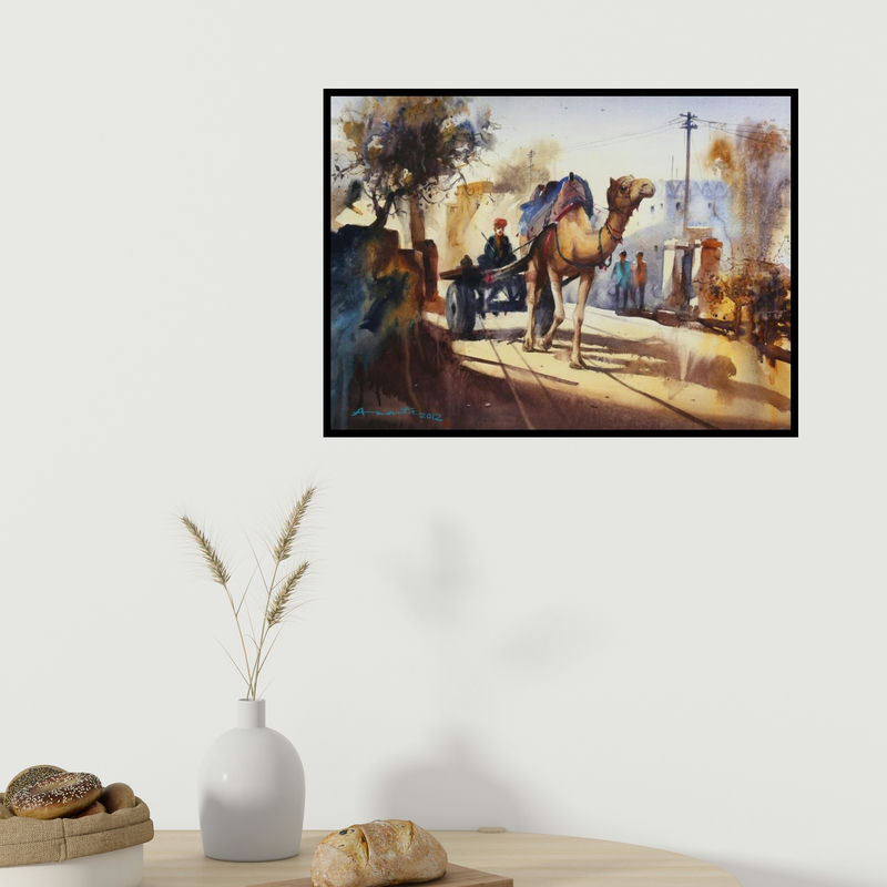 In-situ view of Ananta Mandal's 'Bikaner' painting in a room