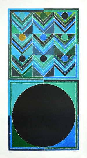 Bindu And Trees (Rhythm and Form) by S H Raza, Serigraph Serigraphs Abstract Painting on Paper, Large Vertical Wall Art