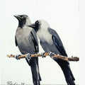 Animals watercolor painting titled 'Bird 9', 7x6 inches, by artist Raju Sarkar on Paper
