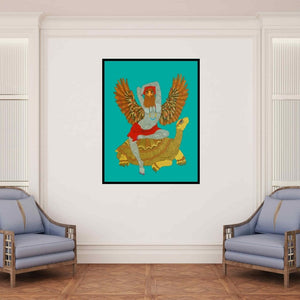 In-situ view of Bandana Kumari's 'Bird (Cosmic Journey)' painting in a room