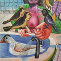 Fantasy acrylic painting titled 'Bird Lover', 9x10 inches, by artist Mithun Dasgupta on Acid Free Paper
