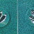 Animals acrylic pen painting titled 'Birds 2 (Diptych)', 18x36 inches, by artist Rama Krishna V on Canvas Board