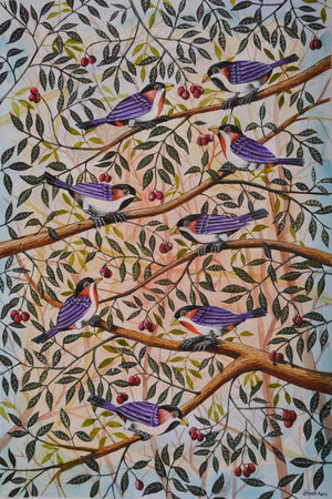 Animals postercolor painting titled 'Birds 801', 20x13 inches, by artist Santosh Patil on Paper