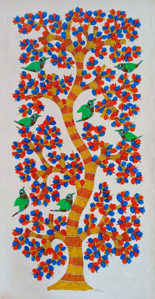 Birds 9 Traditional Art by Choti Gond Artist | ArtZolo.com