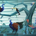 Animals acrylic painting titled 'Birds Paradise ( Diptych )', 54x96 inches, by artist Nirakar Chowdhury on Canvas