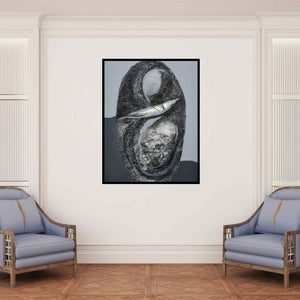 In-situ view of Kusum Lata Sharma's 'Birth' painting in a room