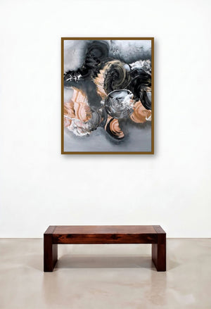 Black And Beige Abstarct (Cosmic Whirlpool) by artist Deepak Guddadakeri displayed in a Coastal Hotel Lobby