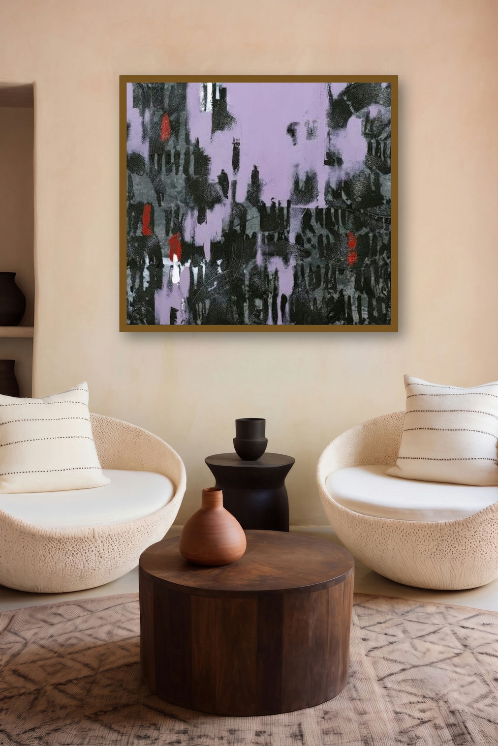 Black Patterns (Urban Echoes) by artist Ns Art displayed in a Museum Style gallery