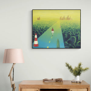 In-situ view of Riddhima Sharraf's 'Blessings (The Journey)' painting in a room