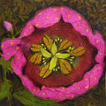 Blooming Pink Flower' nature mixed-media painting by artist Yogesh Powale, 12x12 inch, on paper